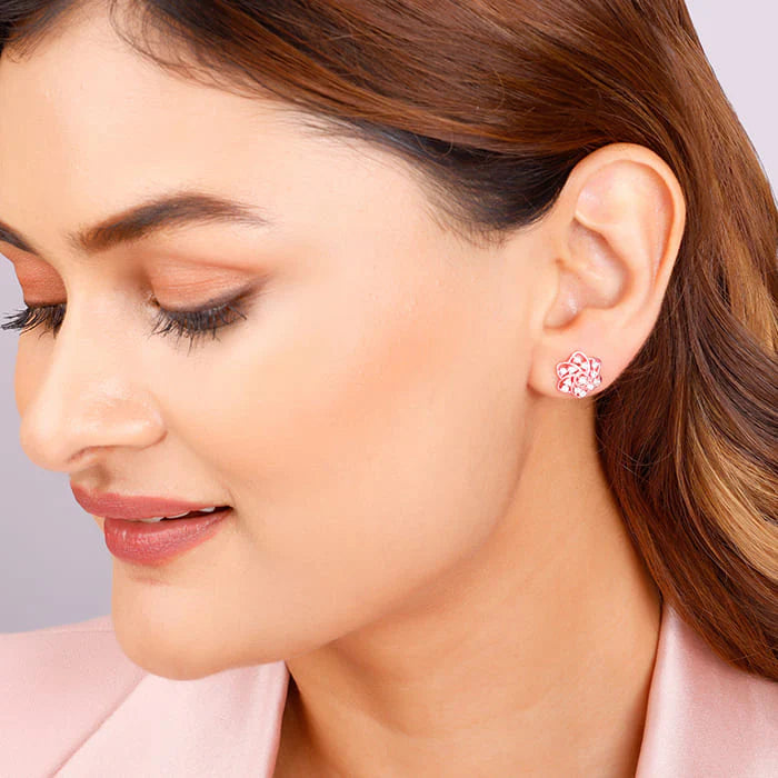 Rose Gold Floral Bloom Earrings
