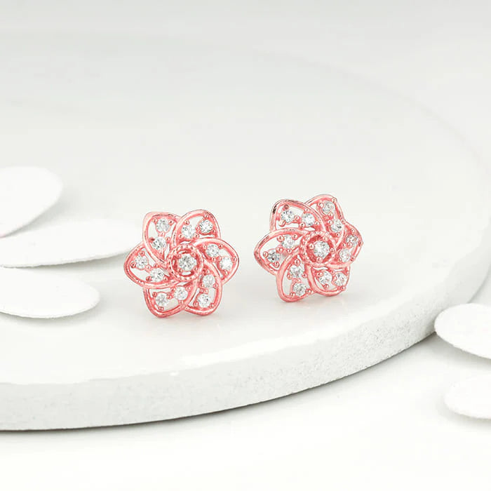 Rose Gold Floral Bloom Earrings