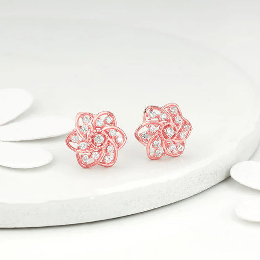 Rose Gold Floral Bloom Earrings